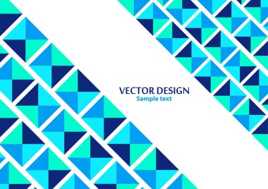 Mavi tonlu üçgenlerin kareleri. Modern geometrik soyut şablon. Mesaj için boş bir yer. Vektör illüstrasyonu.