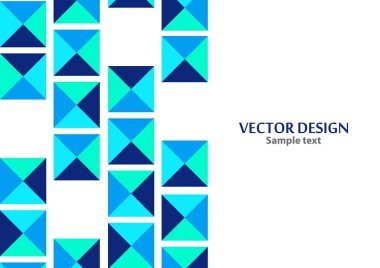 Mavi tonlu üçgenlerin kareleri. Modern geometrik soyut şablon. Mesaj için boş bir yer. Vektör illüstrasyonu.