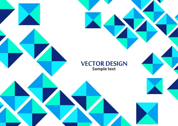 Quadrate Aus Dreiecken Blautönen Moderne Geometrische Abstrakte Vorlage Leerer Platz — Stockvektor
