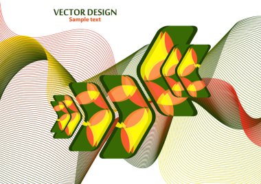 Soyut dalga çizgileri arka planında renkli arkaplan yaratıcı oklar, metin için yer ile şablon. Kurumsal soyut vektör arka planı. Web sitesi tasarımı, el ilanı, broşür, poster, kartvizit kavramı.