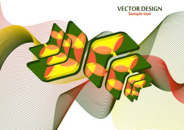 Soyut dalga çizgileri arka planında renkli arkaplan yaratıcı oklar, metin için yer ile şablon. Kurumsal soyut vektör arka planı. Web sitesi tasarımı, el ilanı, broşür, poster, kartvizit kavramı.