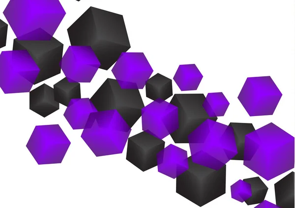 色彩艳丽的立方明亮背景 随机飞行立方体的抽象流 名片设计的矢量图解 — 图库矢量图片