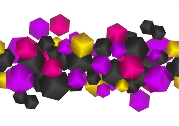 Fondo Abstracto Brillante Con Cubos Multicolores Dispuestos Azar Ilustración Vectorial — Archivo Imágenes Vectoriales