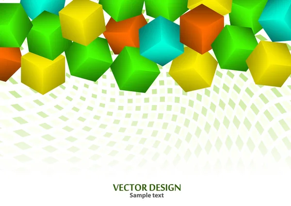 Heller Abstrakter Hintergrund Mit Zufällig Angeordneten Mehrfarbigen Würfeln Vektor Illustration — Stockvektor