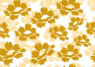 Dekoratif, pürüzsüz çiçek arkaplanı ve beyaz arka planda şakayık çiçekleri. Doğal kozmetik ürünleri, parfümler, kadın ürünleri, salonlar, spa için romantik tasarım. Tekstil tasarım kumaşı. Vektör illüstrasyonu