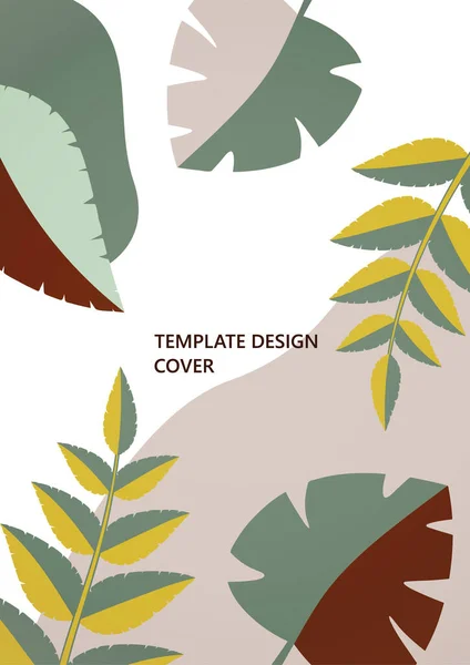 幾何学的形状 白い背景に抽象的な熱帯の葉 カバーデザインの動的テンプレート ベクターイラスト — ストックベクタ
