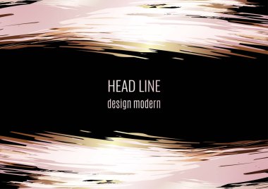 Kitaplar, dergiler, kataloglar için fırça darbeleriyle soyut bir arkaplan. Pembe altın. Vektör illüstrasyonu.