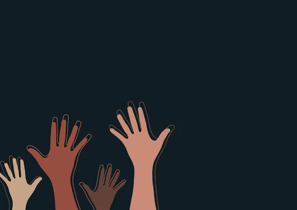 手を上げて掌を開けて ボランティア 優しさ 人種的 社会的問題の概念 あなたのデザインのベクトルイラスト — ストックベクタ