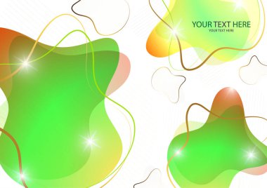 Parlak renkli soyut dinamik sıvı şekilleri, beyaz arkaplandaki çizgilerden geometrik şekiller. Ekran koruyucu şekil tasarımı, modaya uygun şablon. Vektör illüstrasyonu