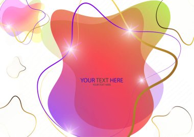 Parlak renkli soyut dinamik sıvı şekilleri, beyaz arkaplandaki çizgilerden geometrik şekiller. Ekran koruyucu şekil tasarımı, modaya uygun şablon. Vektör illüstrasyonu