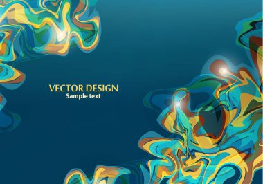 Sunum için şablon tasarımı, kapak, el ilanı, modern tarzda dalgalı çizgili pankart. Geometrik şekillerde bozulma olan soyut arka planlar. Mesajın için yer aç. Vektör illüstrasyonu