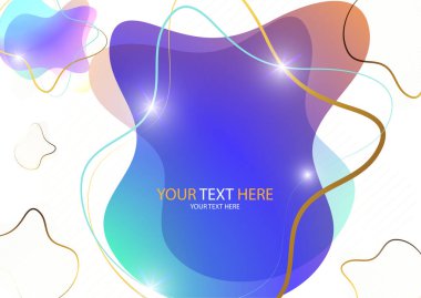 Parlak renkli soyut dinamik sıvı şekilleri, beyaz arkaplandaki çizgilerden geometrik şekiller. Ekran koruyucu şekil tasarımı, modaya uygun şablon. Vektör illüstrasyonu