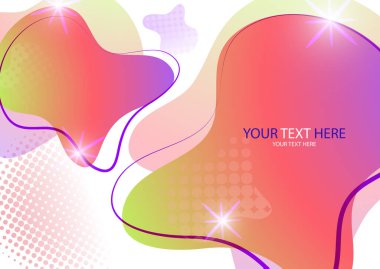 Parlak renkli soyut dinamik sıvı formları, yarım ton desenleri, beyaz arka planda sıvı renk. Ekran koruyucu şekil tasarımı. Vektör illüstrasyonu