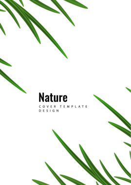 Beyaz arka planda soyut yeşil çimen. Eko tasarım şablonu. Vektör illüstrasyonu