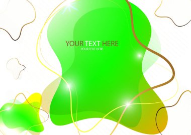 Parlak renkli soyut dinamik sıvı şekilleri, beyaz arkaplandaki çizgilerden geometrik şekiller. Ekran koruyucu şekil tasarımı, modaya uygun şablon. Vektör illüstrasyonu