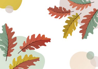 Parlak yaratıcı sonbahar meşesi yaprakları arka planda. Tasarımın için şablon. Vektör illüstrasyonu