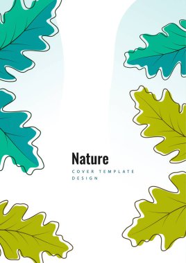 Yaratıcı yeşil meşe yaprakları arka planda. Tasarımın için şablon. Vektör illüstrasyonu