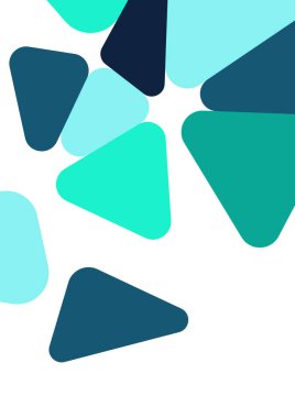 Renkli geometrik arka plan tasarımı. Yuvarlak üçgenli modaya uygun bir kompozisyon. Geleceğe yönelik bir geçmiş. Duvar kağıdı, afiş, arkaplan, kart, kitap illüstrasyonu, iniş için vektör illüstrasyonu.