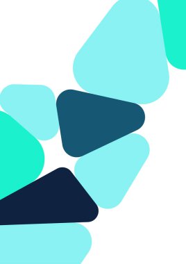 Renkli geometrik arka plan tasarımı. Yuvarlak üçgenli modaya uygun bir kompozisyon. Geleceğe yönelik bir geçmiş. Duvar kağıdı, afiş, arkaplan, kart, kitap illüstrasyonu, iniş için vektör illüstrasyonu.