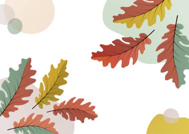 Parlak yaratıcı sonbahar meşesi yaprakları arka planda. Tasarımın için şablon. Vektör illüstrasyonu