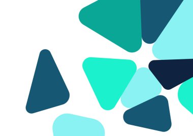 Renkli geometrik arka plan tasarımı. Yuvarlak üçgenli modaya uygun bir kompozisyon. Geleceğe yönelik bir geçmiş. Duvar kağıdı, afiş, arkaplan, kart, kitap illüstrasyonu, iniş için vektör illüstrasyonu.