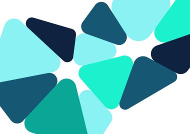 Renkli geometrik arka plan tasarımı. Yuvarlak üçgenli modaya uygun bir kompozisyon. Geleceğe yönelik bir geçmiş. Duvar kağıdı, afiş, arkaplan, kart, kitap illüstrasyonu, iniş için vektör illüstrasyonu.