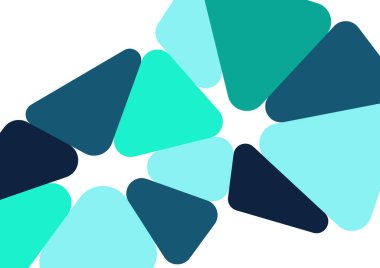 Renkli geometrik arka plan tasarımı. Yuvarlak üçgenli modaya uygun bir kompozisyon. Geleceğe yönelik bir geçmiş. Duvar kağıdı, afiş, arkaplan, kart, kitap illüstrasyonu, iniş için vektör illüstrasyonu.