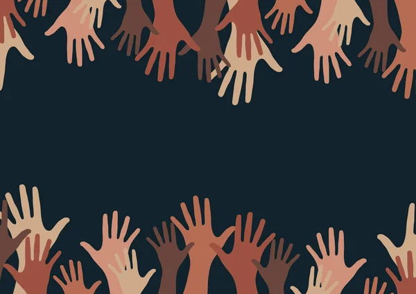 Eller yukarı, avuçlar açık. Hayırseverlik, gönüllülük, sevgi, şefkat, eşitlik, ırksal ve sosyal konular. Tasarımınız için vektör illüstrasyonu.
