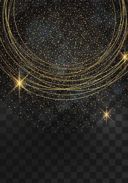 Γραμμές Φωτός Χρυσές Διανυσματικός Κύκλος Μαγικό Αστραφτερό Γκλίτερ Εφέ Στροβιλισμού — Διανυσματικό Αρχείο