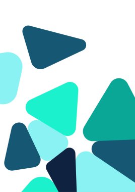 Renkli geometrik arka plan tasarımı. Yuvarlak üçgenli modaya uygun bir kompozisyon. Geleceğe yönelik bir geçmiş. Duvar kağıdı, afiş, arkaplan, kart, kitap illüstrasyonu, iniş için vektör illüstrasyonu.