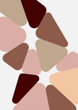 Renkli geometrik arka plan tasarımı. Yuvarlak üçgenli modaya uygun bir kompozisyon. Geleceğe yönelik bir geçmiş. Duvar kağıdı, afiş, arkaplan, kart, kitap illüstrasyonu, iniş için vektör illüstrasyonu.