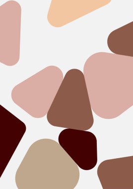 Renkli geometrik arka plan tasarımı. Yuvarlak üçgenli modaya uygun bir kompozisyon. Geleceğe yönelik bir geçmiş. Duvar kağıdı, afiş, arkaplan, kart, kitap illüstrasyonu, iniş için vektör illüstrasyonu.