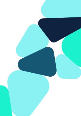 Renkli geometrik arka plan tasarımı. Yuvarlak üçgenli modaya uygun bir kompozisyon. Geleceğe yönelik bir geçmiş. Duvar kağıdı, afiş, arkaplan, kart, kitap illüstrasyonu, iniş için vektör illüstrasyonu.