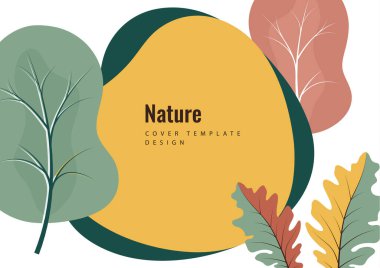 Yaratıcı botanik geçmişi, meşe yaprakları, ağaçlar. Doğal ürün konsepti. Vektör illüstrasyonu