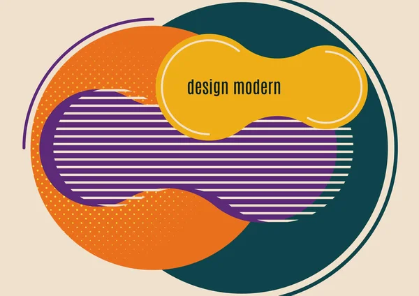 Heldere Geometrische Vormen Cirkel Strepen Vloeistof Overlap Banner Sjabloon Voor — Stockvector