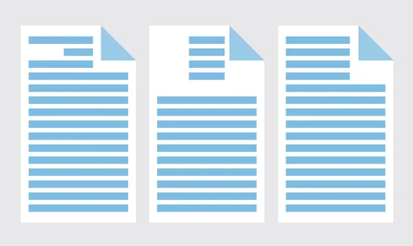 Conjunto Papeles Oficina Iconos Aislados Plantilla Documentación Comercial Con Texto — Archivo Imágenes Vectoriales