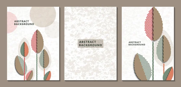Postkartenset Vorhanden Geometrische Formen Abstrakte Blätter Kreative Vorlage Für Ihr — Stockvektor