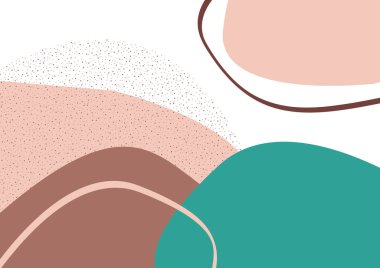 Çeşitli şekillerden ve karalama nesnelerinden oluşan renkli bir el çizimi. Soyut modern moda şablonu. Vektör illüstrasyonu.