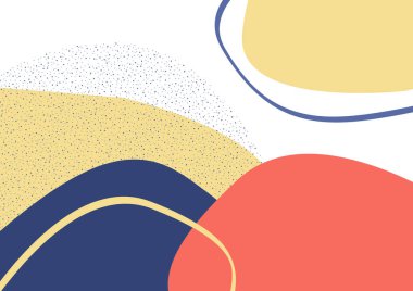 Çeşitli şekillerden ve karalama nesnelerinden oluşan renkli bir el çizimi. Soyut modern moda şablonu. Vektör illüstrasyonu.