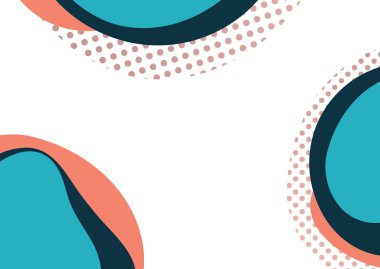 Üst üste binen yuvarlak şekil ve noktaların soyut dinamik bileşimi. Modern stil geometrik arkaplan, minimal tasarım elemanı. Vektör illüstrasyonu