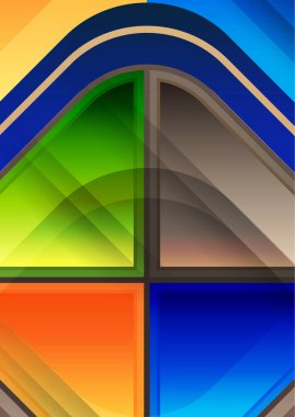 Soyut geometrik arkaplan. Modern kesişen yuvarlak kareler. Mesajınız için alışılmadık renk formları. İş ya da teknik sunum. Vektör illüstrasyonu