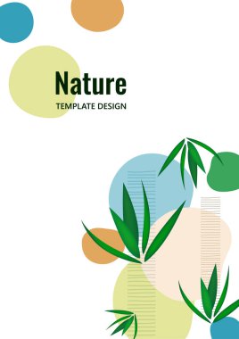 Yaratıcı, üst üste binen şekiller, palmiye yaprakları. Doğal bir ürünü gizlemek için. Kapak, poster, internet, sayfa, sosyal medya, kartpostallar için modaya uygun sanat. Vektör illüstrasyonu