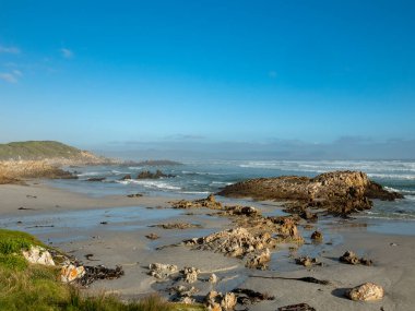 Walker Körfezi 'nin karşısındaki Kammabaai Sahili' nden görüntü. Hermanus. Balina Sahili. Overberg. Batı Burnu. Güney Afrika