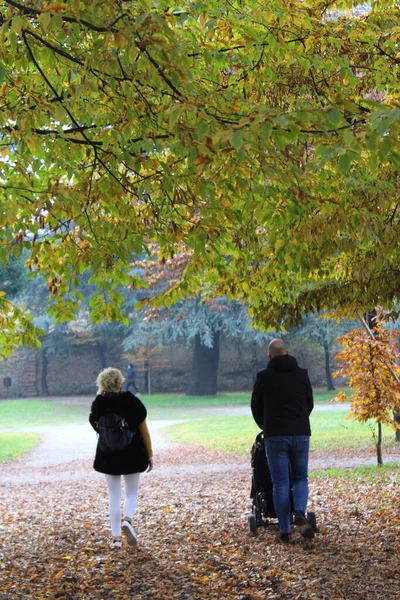 People Strolling Park Autumn — Stock Photo, Image