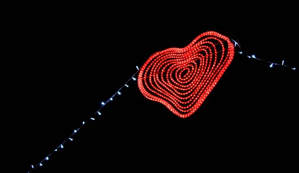 Illuminations City Shape Red Heart — Stock Photo, Image
