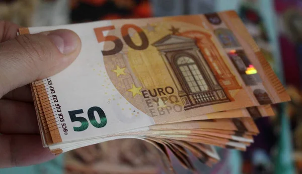 Counting Euro Banknotes Wealth — Stock Photo, Image