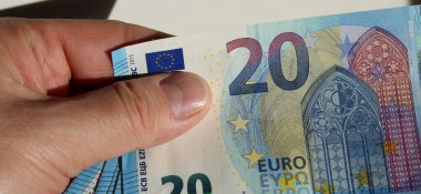 20 avroluk banknotlar saymak - zenginlik