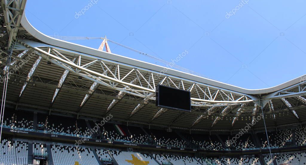 Turin, Italy - February 13, 2020 - Juventus stadium empty - football match in the time of Coronavirus