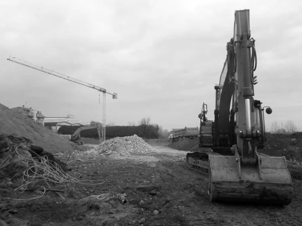 Excavation work in progress at the construction site