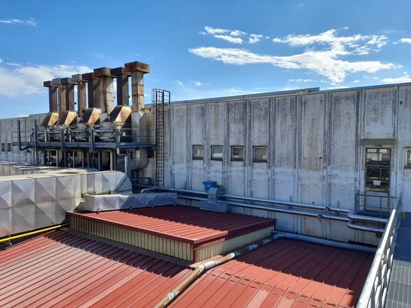 Chaminés Edifício Industrial — Fotografia de Stock